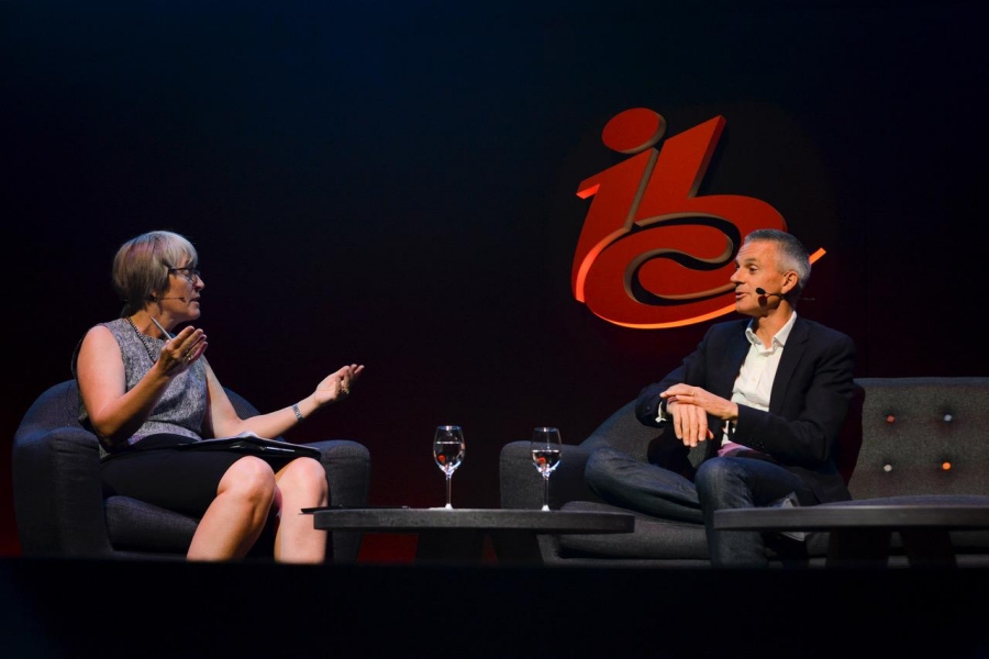 Kate Bulkley with Tim Davie, CEO, BBC Studios. (picture by Chris Taylor Photography and courtesy of IBC