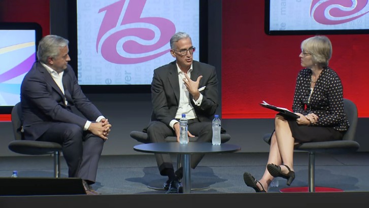 Dominique Delport, MD Havas Global and Chairman Vivendi Content and Manuel Cubero CCO Vodafone Germany with Kate at IBC 2016