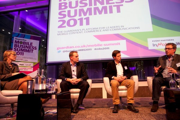 Kate runs a panel on M-Commerce with (right to left: Angus McCarey, head of retail eBay UK, Tom Johnson, head of platform strategy Betfair and Russell Buckley, CMO Eagle Eye Solutions at the Guardian Mobile Business Summit 2011