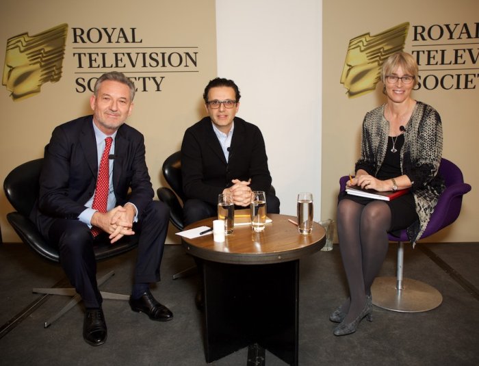 Kate moderated a session pitting Channel 4 CEO David Abraham  (in the middle) and Virgin Media CEO Tom Mockridge (far left) at the RTS event December 8 2014 at the Hospital Club.